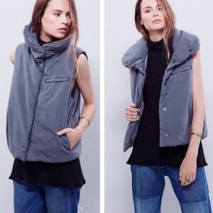 Free People “In a Pillow” Puffer Vest in Shark Gray